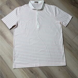 Cruciani Striped Polo Shirt Men’s Size 54 |White Red Stripes Luxury Cotton